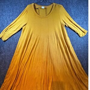 Modern Kiwi Com Ombre Sun Dress Maxi Long‎ Sleeve Tunic Top 3XL Yellow